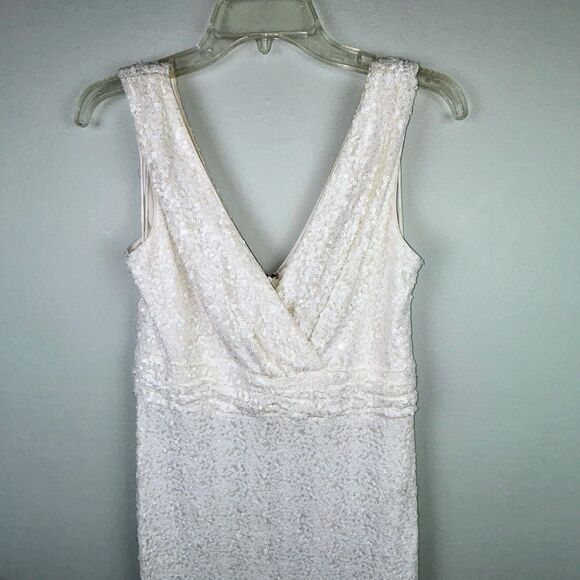 NWT Badgley Mischka Belle Bridal Gown Formal Wedding Dress White Sequins 6 NEW - Picture 4 of 16